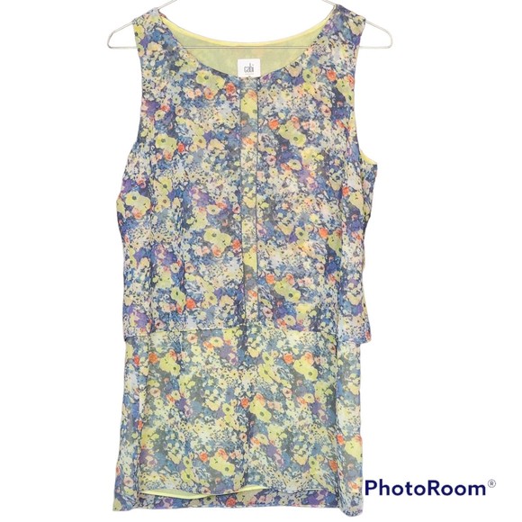 CAbi Woman's Spring Positano Floral Layered Sleeveless Shirt Size XS - Picture 2 of 4